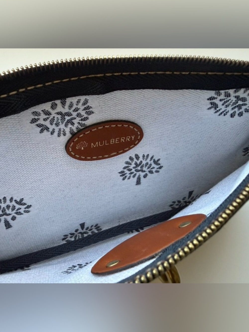 Mulberry Gray Canvas and Brown Leather Crossbody Bag with Brass Padlock - Picture 7 of 7